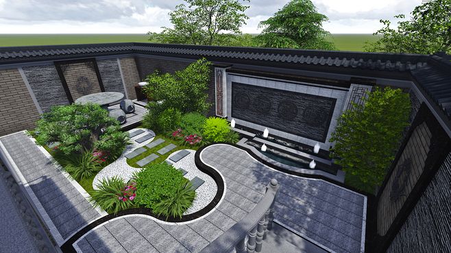 灰色調中式庭院的穩(wěn)重美學 綠意與灰韻的和諧交融